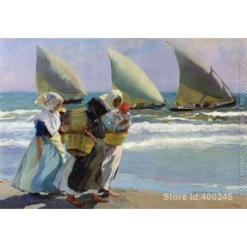 Paintings by Joaquin Sorolla y Bastida The tree sails beach art Hand painted High quality