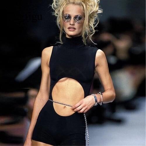 KGFIGU Summer Front Hollow Out Strapless Sheath Stretchy Bodycon Club Casual Solid Color Women Clothing Dropshiping Jumpsuits