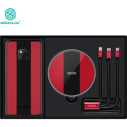 Nillkin Gift Set For Huawei Mate 20 Pro 15W Qi Fast Wireless Charger + for iPhone Type C Micro USB Cable + for Mate20 Pro Case