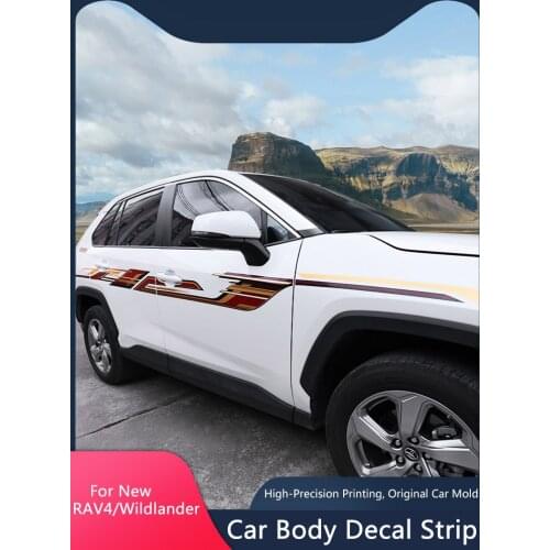 QHCP Car Both Side Body Strips Colorful Decal PVC Sticker Sporty Off-rode For Toyota RAV4 Wildlander 2020 Tuning Car Accessories