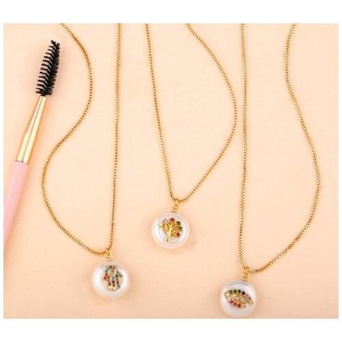 Shell tree hand multicolor micro pave cz zircon cubic zirconia necklace copper Clavicle gold plated Snake Chain Choker Pendant