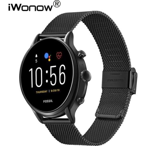 Milanese Stainless Steel Watchband for Fossil Gen 5 Carlyle Garrett Julianna Men Women Watch Band Quick Release Strap Mesh Belt