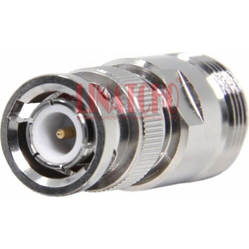 RF Coaxial 50 Ohm Brass Nickel Plating Straight Connector BNC Male to N Female Adapter