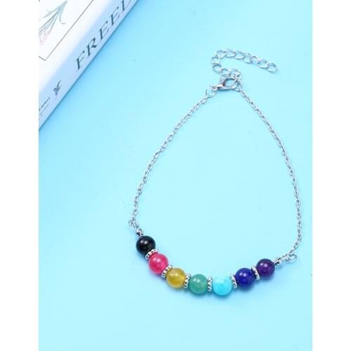 Yoga Chakra Beads Charm Pendant Anklet Fashion Chain Bracelet Bangle Jewelry For Women Boho Sandal Barefoot Foot Chain