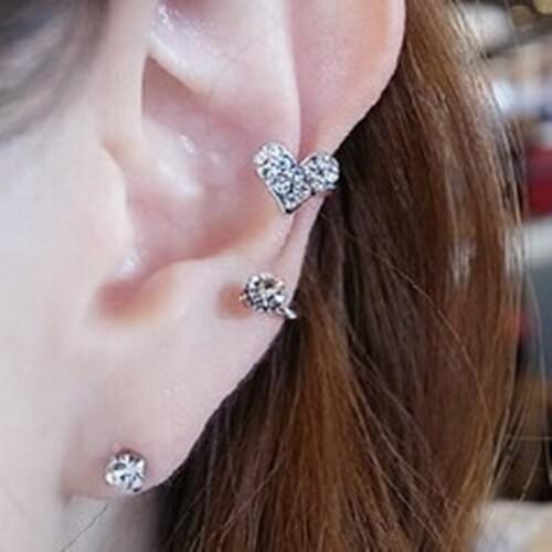 2019 High Quality Brincos heart Clip Earring boucle d'oreille Bijoux Heart Ear Cuff Earrings For Women free shipping