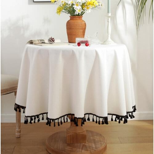 Floral Linen Cotton Tablecloth With Tassel retro nappe de table Table Cover round Dining Table Cover Tea Table Cloth Tafelkleed