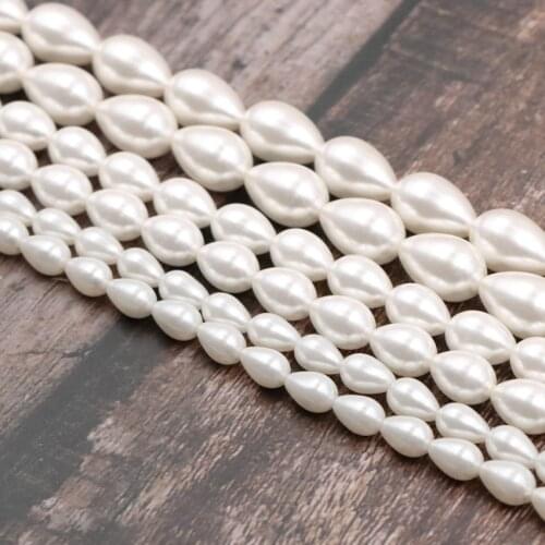 Waterdrop Glass Pearl Spacer Loose Beads for Jewelry Making DIY Necklace Bracelet Faux Pearls Accessories Gifts Findings 15" B8