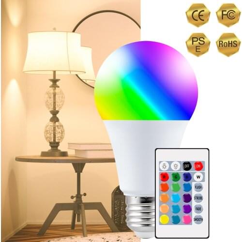 New220V E27 RGB LED Bulb Lights 5W 10W 15W RGBWW Light 110V LED Lampada Changeable Colorful RGBW LED Lamp With IR Remote Control
