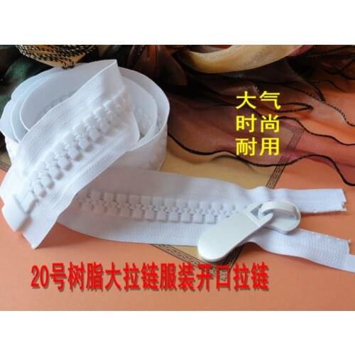 Thick& big oversize zip/20# resin zipper/white open-end 85cm 100cm for DIY cosplay bags garment Down jacket/ loose clothes