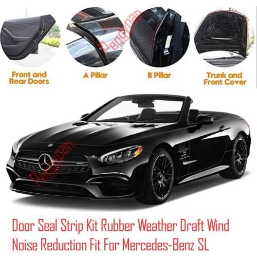 Door Seal Strip Kit Self Adhesive Window Engine Cover Soundproof Rubber Weather Draft Wind Noise Reduction For Mercedes SL