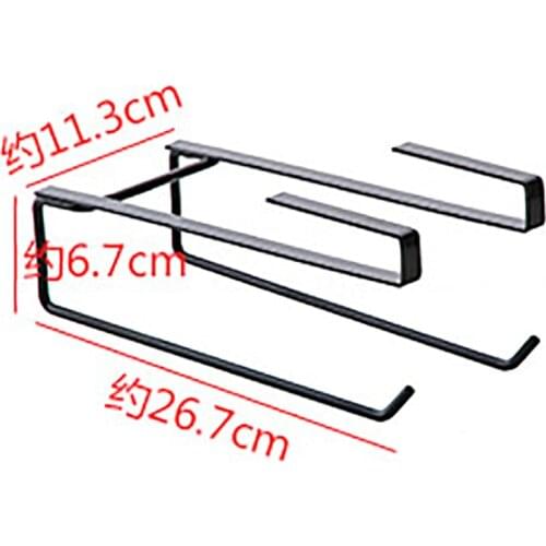 1PC Double-bar Cabinet Paper Towel Rack Tissue Holder Kitchen Bathroom Hanging Storage Practical No-punching Organization