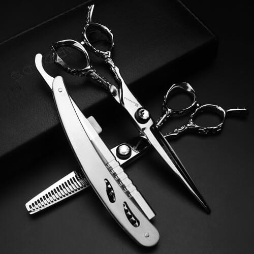 Japan Professionals Silver Left hand scissors 6 Inch Thinning and Cutting scissors Hairdressing Scissors Very Sharp