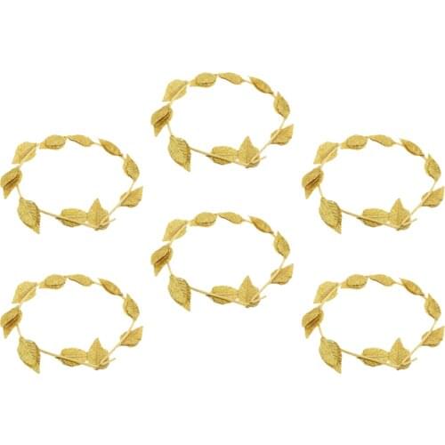6 pcs Leaves Headband Ladies Gold Leaf Roman Greek Goddess Toga Laurel Wreath Fancy Dressing up Costume Headbands