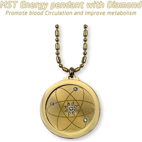 Golden Chain Galaxy Quantum Scalar Energy Pendant Men Women Charm Necklace with Crystal and Negative Ions for EMF Protection
