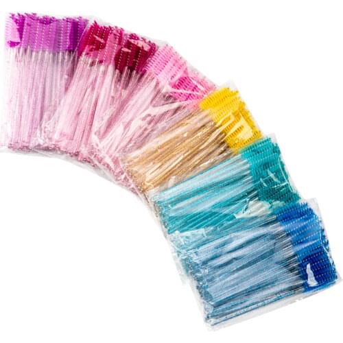 Zwellbe 50Pcs/pack Disposable Crystal Eyelash Brush Comb Eye Lashes Brushes Extension Mascara Wands Makeup Beauty Tool