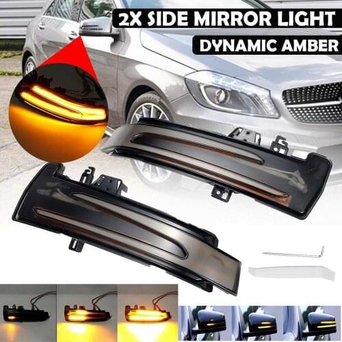 1 Pair Left & Right Dynamic LED Side Mirror Turn Signal Light For MERCEDES-BENZ Class W204 W212 W176 W246