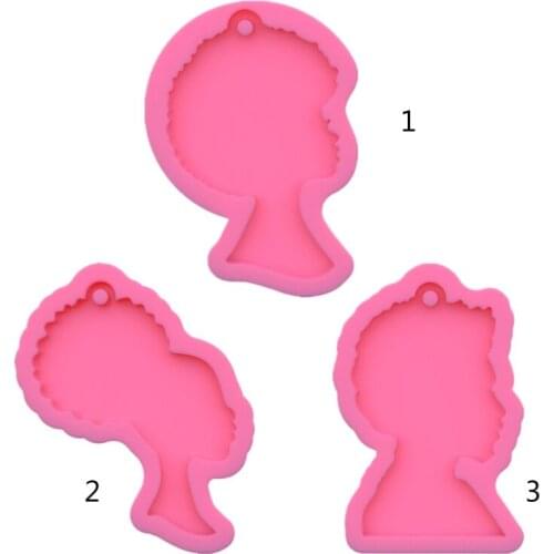1 Pc Keychain Casting Silicone Mould DIY Crafts Jewelry Pendant Making Tools Super Glossy Women Head Epoxy Resin Mold