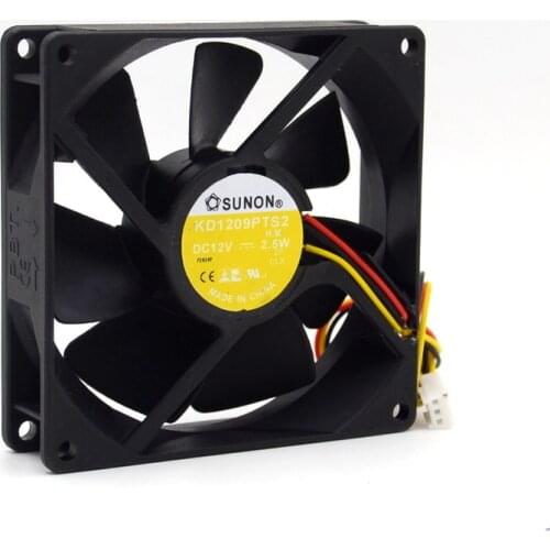 1pcs New KD1209PTS2 cooling fan 9225 DC12V 2.5W three wire speed fan 90mm 92*92*25mm