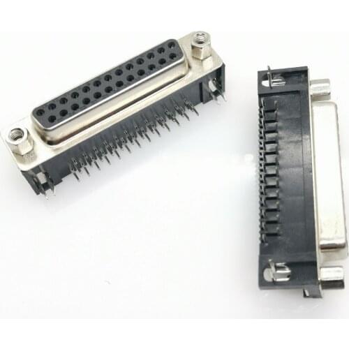 10Pcs Sample Male/Female DB25 DR25 D-sub Right Angle PCB Mount Double Row Pins Electrical Connector Socket With Screw Nuts