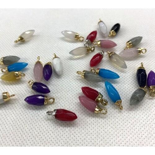 2pcs/pack Exquisite Natural Stone Drop Shape Pendant Black Agate White Turquoise for DIY Jewelry Making Necklace Bracelet 6x20mm