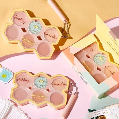 2021 6-Color Concealer Portable Matte Cream Pan Cover up Spots Eye Bag & Dark Eye Circle Foundation Cosmetics for Daily Adult