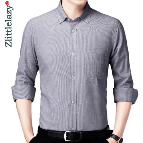 2021 Brand Long Sleeve Men Social Shirt Streetwear Casual Pocket Striped Shirts Dress Mens Slim Regular Fit Clothes Fashions 905