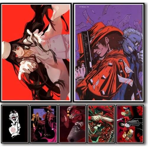 25 Designs Anime Hellsing Whitepaper Poster Artwork Homedecal Fancy Wall Sticker for Coffee House Bar