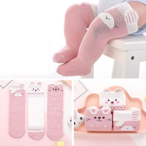 3Pairs/lot Cotton Baby Socks Spring Autumn Infant Socks Cute Cartoon Toddler High Knee Socks Newborn Girl Boy Sock Baby Stuff