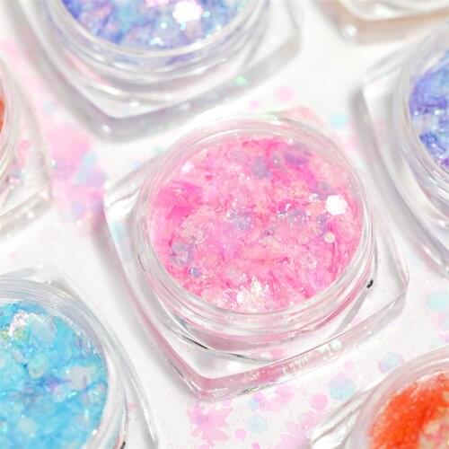 3D Laser Nail Sequins Glitter Powder Sequins Maple Leaf Heart Butterfly Star Colorful Flakes Sliders For Nails Art Decorations