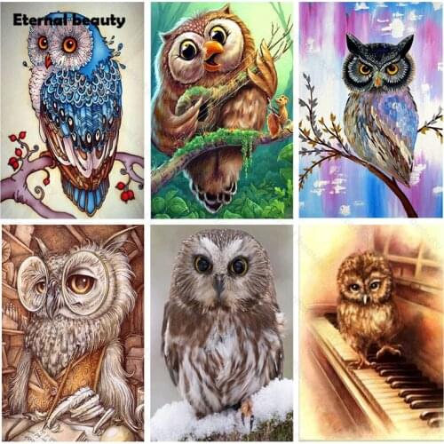 5D Diamond Painting Owl Cross Stitch Kits Full Square Round Drill Diamond Embroidery Diy Handmade Mosaic Art Painting Home Decor