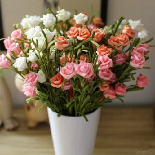 9 Heads High Pretty Charming Mini Rose Artificial Silk Flower Bride Bridal Home Decal For Weeding Party