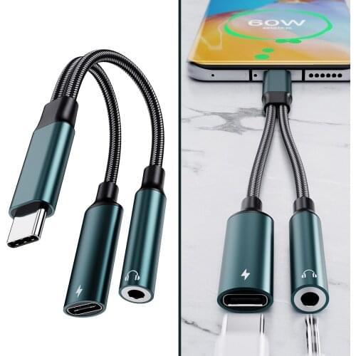 Type-C Audio Converter ,USB C to 3.5MM Type C to 3.5mm USB C to Audio Stereo for Smart Phones Fast Charging Cord