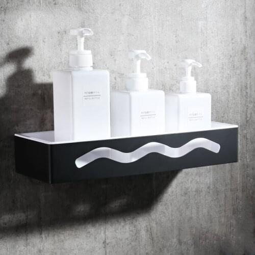 Black stainless steel ABS plastic 345mm long square Toilet bathroom shelf High-quality Bathroom basket