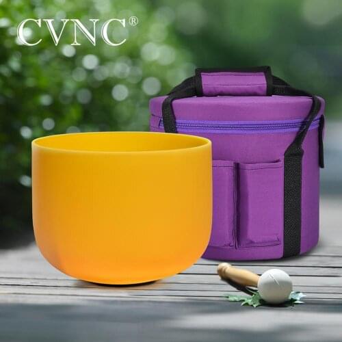 CVNC 440Hz or 432Hz 8" Note E Yellow Solar Plexus Frosted Quartz Crystal Chakra Singing Bowl