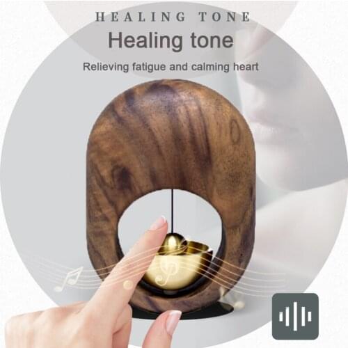 Home Decor Wind Chime Solid Wood Pure Copper Simple Handmade Brass Bell Refrigerator Paste Creativity Room Decoration