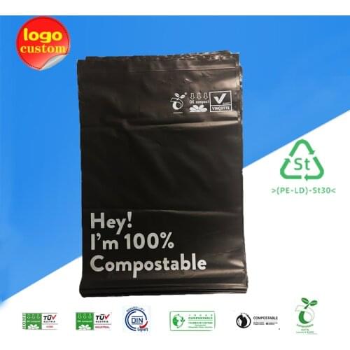 ECO Fully biodegradable mailing bag Compost Courier Bag PLA+PBAT Vegetable starch Postal packaging Bag Clothing Express bag logo