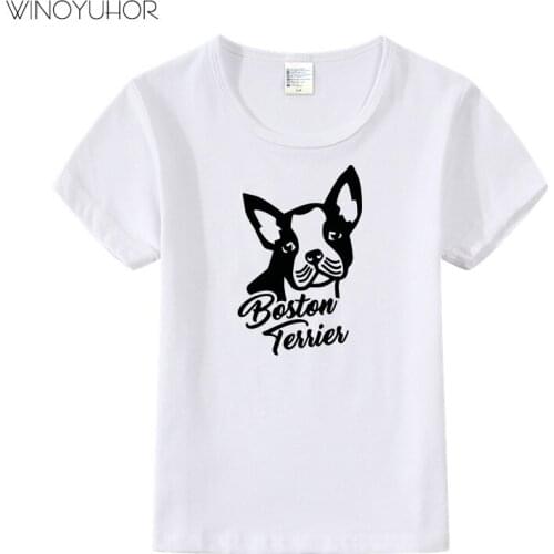Boston Terrier Dog Printed T Shirt Kids Boy Girl Summer Short Sleeve Tops Childrens Funny Pet Animal O-Neck T-Shirt