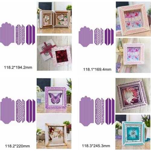 Lace Pattern Square Sliver Splice Metal Cutting Dies DIY Handmade Make Photo Frame Gift Box Scrapbook Craft New Stencils Hot