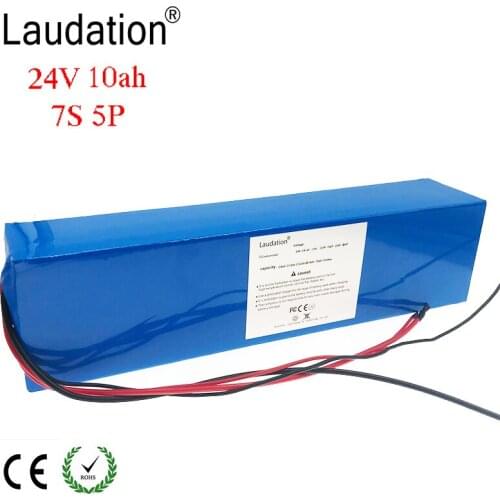 Laudation 24V 10ah Electric Bicycle Lithium Ion Battery 29.4V 10000mAh 15A BMS 250W 350W 18650 Battery Pack Wheelchair Motor