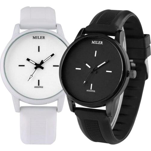 Minimalist Black/White Dial Couple Silicone Band Wristwatches Quartz Movement Stylish Lovers Watches New Arrival 2020