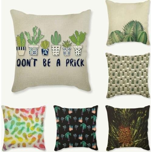 Fashion Tropical Plant Cushion Covers Pineapple Cactus Pillow Case Seat Decor Car Chair Office Sofa Pillow Covers 45x45cm