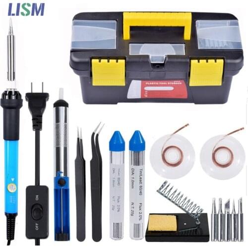 Electronics Soldering Iron Kit 60W 110V/220V Soldering Gun Adjustable Temperature Solder Iron Solder Tips DIY welding tools