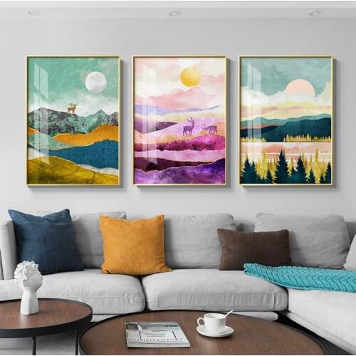 Nordic Sunrise Sunset Canvas Paintings Landscape Posters and Prints Cuadros Unique Wall Art Pictures for Living Room Home Decor