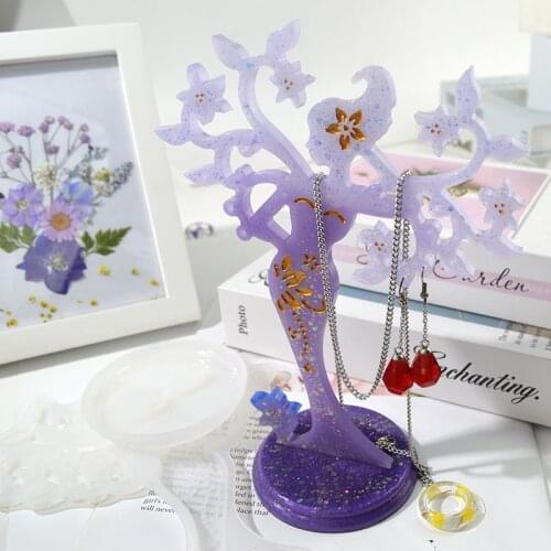 DIY Jewelry Storage Rack Craft Jewelry Display Shelf Silicone Mold Tray Epoxy Resin Molds Pendant Earring Holder Necklace Stand
