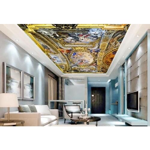 Luxury European 3d ceiling mural wallpaper angel wallpaper rolls for wall 3d Living room bedroom ceiling
