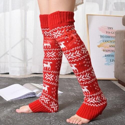 Christmas Women Long Knitted Stockings Winter Knit Socks