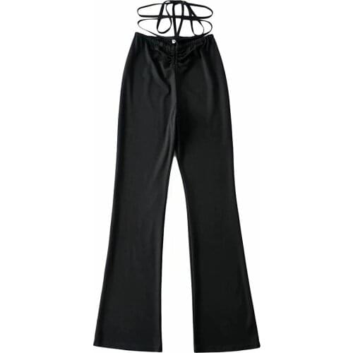 Sexy V-shaped Waist Rope Tie Open Umbilical Sexy Micro-lama Pants Women Summer Elastic Slim Slim Show Thin Casual Pants DLZK254