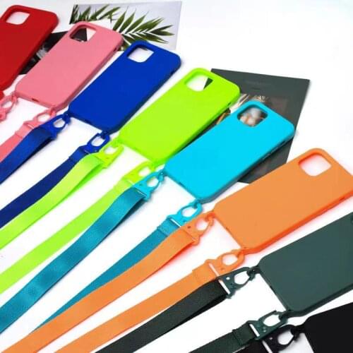 Necklace Lanyard Silicone Coque Phone Case For iPhone 6 7 8 Plus 12 11 pro X Max Xr Cover Neck Strap Crossbody Back Cover funda