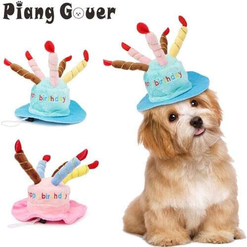 Dog Birthday Caps Hat With Cake Candles Design Birthday Party Costume Cat Headwear Pet Hat Dogs Accessories
