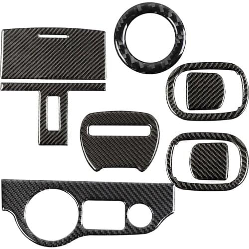 9Pcs/Set Black Carbon Fiber Car Interior Cover Trim Fit For Dodge Challenger Charger 2015 2016 2017 2018 2019 2020